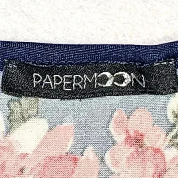 PAPERMOON Strappy Tank Top‎ 2X Navy Blue with Red Yellow White Floral Flowy Soft - Picture 4 of 11